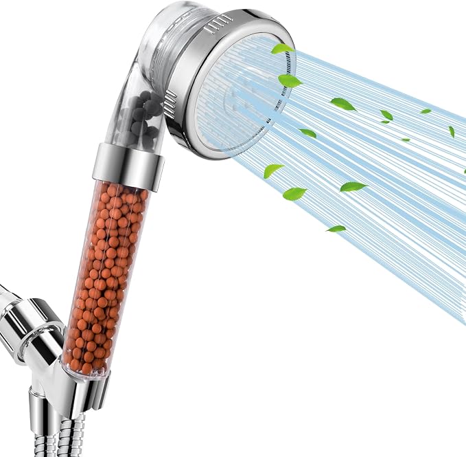 Filtered Shower Head with Handheld, High Pressure, for Hard Water | 3 Modes Shower with Handheld Spray, Water Softener, with Mineral Beads to Remove Chlorine & Fluoride, for Dry Hair & Skin