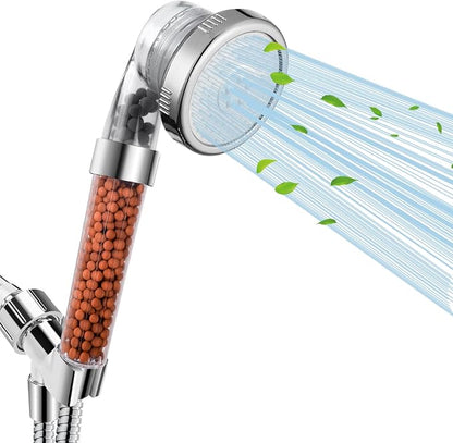 Filtered Shower Head with Handheld, High Pressure, for Hard Water | 3 Modes Shower with Handheld Spray, Water Softener, with Mineral Beads to Remove Chlorine & Fluoride, for Dry Hair & Skin