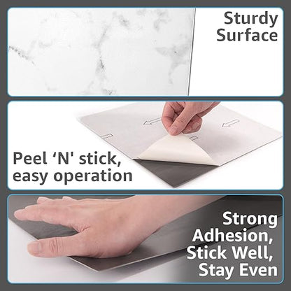 Art3d Peel and Stick Vinyl Floor Tiles 10-Pack 12 x 12 inch, Self Adhesive Waterproof Flooring Planks for Living Room, Kitchen, Bedroom, Cover 10 Sq. Ft, Black & White Marble (5 Tiles per Color)