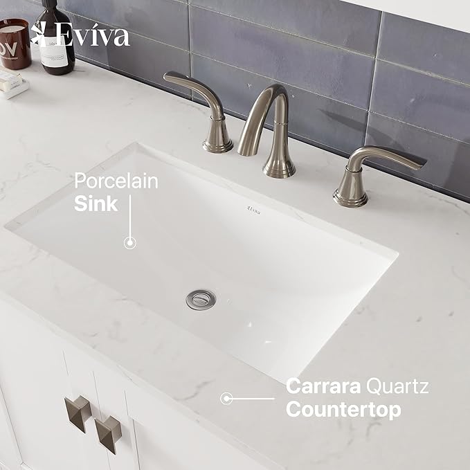 Eviva Aberdeen 60 in. White Single Sink Bath Vanity with Carrara Quartz Top and Undermount Porcelain Sink