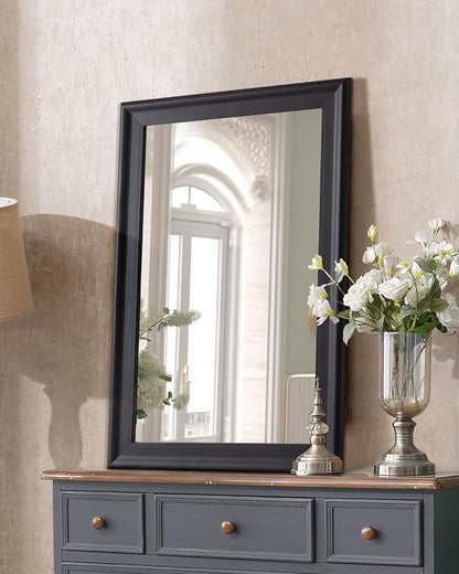 Black Wood Wall Mirror for Bathroom,Rectangle 20 x 30 inch Vanity Mirrors | Hanging Mirror with Wooden Frame for Living Room,Bedroom,Entryway