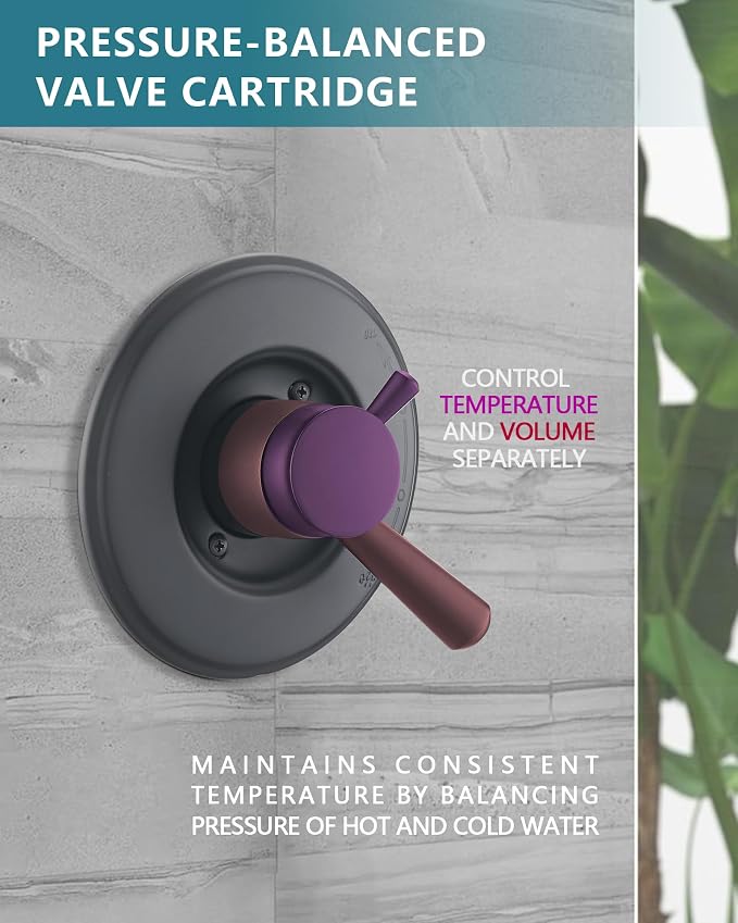 Shower Trim Kit Compatible with Delta 17 Series, Shower Cover Plate with Handle, Matte Black(Valve& Catridge Not Inclued)