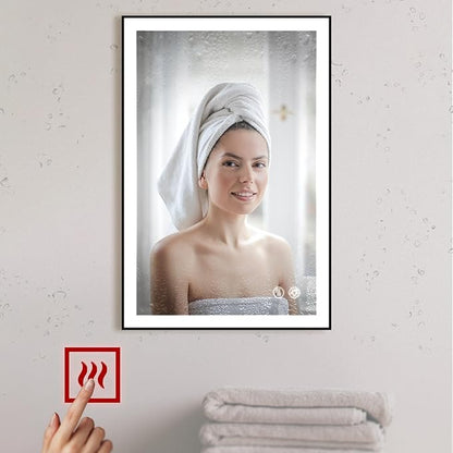 30x20 Inch LED Bathroom Mirror with Lights, Black Frame - 3 Color Modes, Touch Dimmer, Anti-Fog - Wall Mount Lighted Vanity Mirror for Makeup, Dressing Room - Fab Glass and Mirror