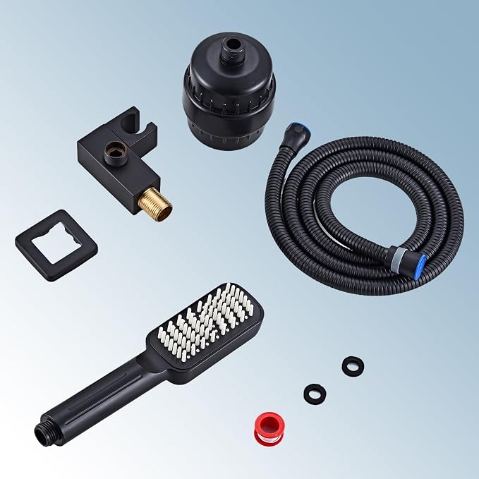 Handheld Shower Head，High Pressure Shower Head,Water Saving Detachable Shower Wand with Solid Brass Body and 5 ft Flexible Hose, Easy to Clean and Durable (Soft Head with Filter)
