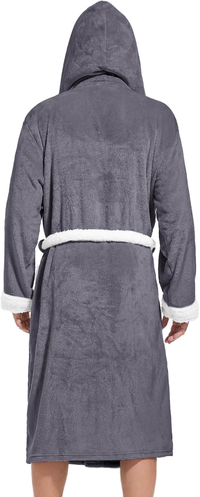 Inner Wish Mens Hooded Robe, Plush Long Bath robes Cozy Warm Bathrobe Fuzzy male Spa Robe With Pockets