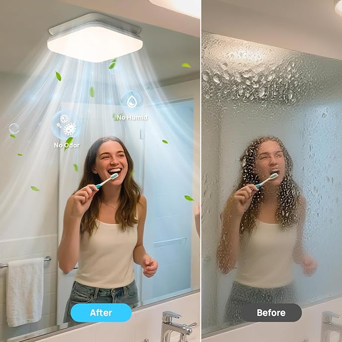 Consciot Bathroom Exhaust Fan with Light, 50 CFM, 1.0 Sone Super Quiet, 1000Lm LED Light, 2700K-5000K 5 Color Selectable & Nightlight, 16W Bath Fan Light Combo