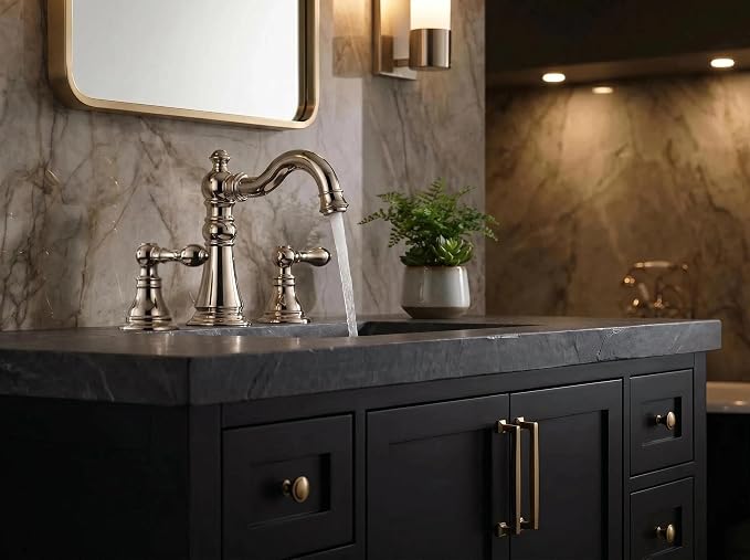 8 Inch Widespread Bathroom Faucet Polished Nickel, Bathroom Sink Faucet with Pop up Drain,Two Handle High Arc Lavatory Bathroom Faucet, F-8805-PN
