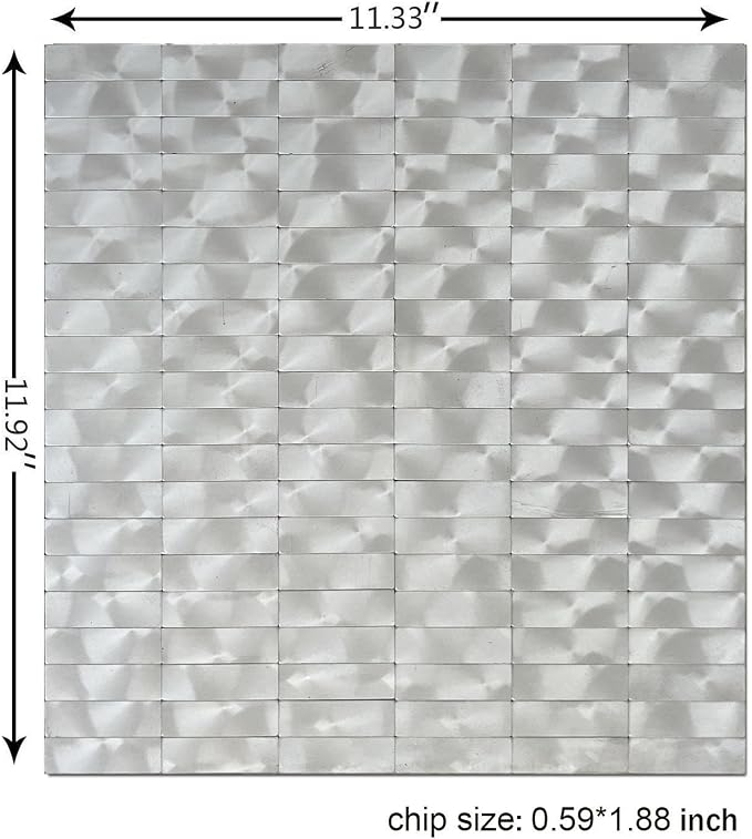XUANINY Peel and Stick Tile Backsplash Self- Adhesive Wall Tiles Aluminum Mosaic Sticker for Kitchen (11.33"x11.92" Per Sheet, Pack of 10 pcs) (Silver Texture 10)