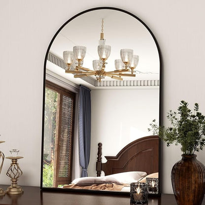 XRAMFY 24"x36" Black Arched Bathroom Mirror - Wall Mirror for Bedroom | Metal Frame Vanity Mirror, Dresser Mirror, Arch Decorative Mirrors for Living Room, Bedroom, Entryway, Mantle