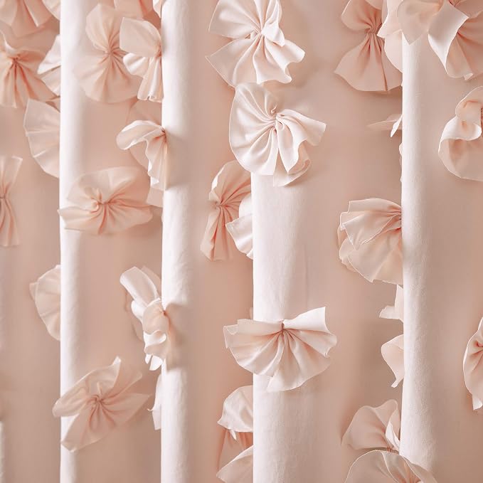 Lush Decor Riley Shower Curtain, 72" W x 72" L, Blush - Bathroom Curtain - Coquette Decor - Bow Shower Curtains - Cottage Core - Fabric Curtains (Pack of 6)