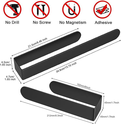 HUFEEOH Adhesive Hand Towel Holder, 8 Inch Sticky Towel and 14 Inch Bar Towel Holder Wall Mounted, Stainless Steel Kitchen Towel Holder Hand Towel Rack for Bahtroom Hotel RV Kitchen (Black 8"&14”)