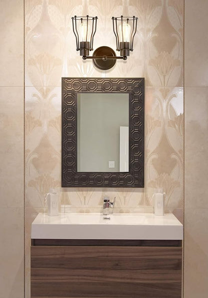 JONATHAN Y 12.5" Oil Rubbed Bronze Modern Industrial Metal Vanity Light, Bathroom Sconce for Mirror, Reversible 2-Light Wall Lamp with Metal Cage Shade for Hallway, LED Bulb Included (JYL7420A)