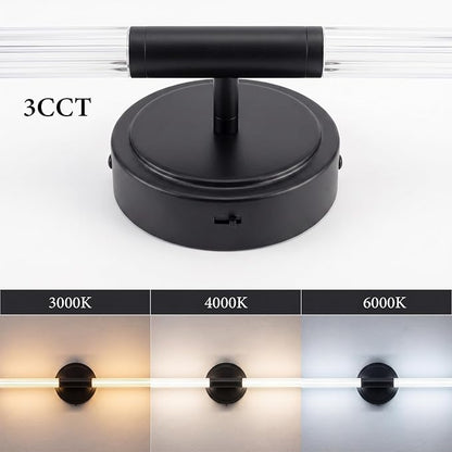URSOLA 40" Modern LED Bathroom Light Fixtures, Matte Black 3CCT Dimmable Bathroom Vanity Light Over Mirror, Bathroom Vanity Bath Bar Lights with 360° Removable Acrylic Light Tube