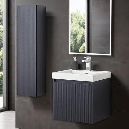 Blossom 20 Inch Bathroom Vanity with Sink, All Wood Wall Mounted Floating Bathroom Vanity Cabinet with Acrylic Sink, Bathroom Sink Cabinet with Soft-Close Drawer, Modern Style Vanities, Night Blue