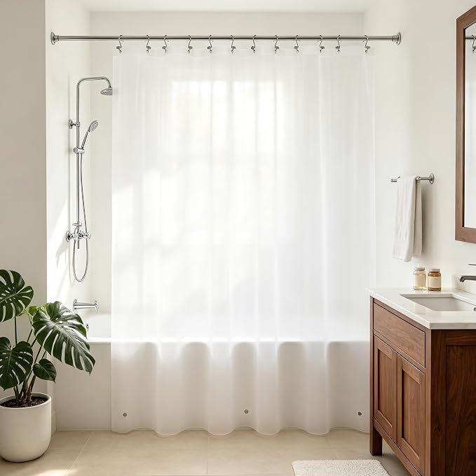 Barossa Design Long Frosted Shower Curtain Liner with 3 Magnets, 72" x 75" | Waterproof PEVA, PVC Free, Metal Grommets, Lightweight Plastic Shower Liner 72x 75 Inches Longer Size for Bathroom