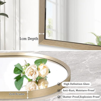 Bathroom Arched Wall Mirror Brushed Metal Vanity Wall Mounted Mirror for LivingRoom Bedroom Entryway Room Vanity Home Decor 16"x12"