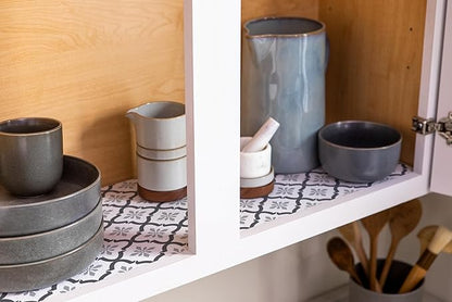Smooth Top EasyLiner for Cabinets & Drawers - Easy to Install & Cut to Fit - Shelf Paper & Drawer Liner Non Adhesive - Non Slip Shelf Liner - 20in. x 6ft. - 6 Roll Project Pack - Gray Quatrefloral