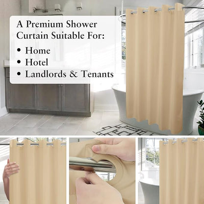 River Dream No Hook Stall Shower Curtain or Liner Microfiber Beige, 36x74 | Waterproof Small Fabric Shower Curtain Set for Narrow Stall, Bottom Magnets, Soft & Machine Washable, 36W x 74H