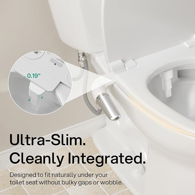 hansrapo Ultra-Slim Bidet Attachment for Toilet, Dual mode Fresh Water Bidet with Self-Cleaning Nozzle, One-Handle Pressure Control, Quick-Release Design, Non-Electric Bidet Seat Attachment