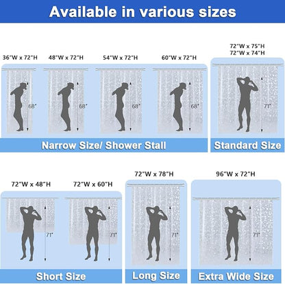 60 inch Height Shorted 8G Waterproof Shower Curtain Liner, Pebble Pattern, 3 Heavy Duty Magnets, Premium EVA Material Not PVC(72W x 60H)