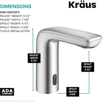 KRAUS Indy Touchless Sensor Bathroom Faucet with Control Box and Temperature Mixer in Spot Free Stainless Steel, KSB-10001SFS