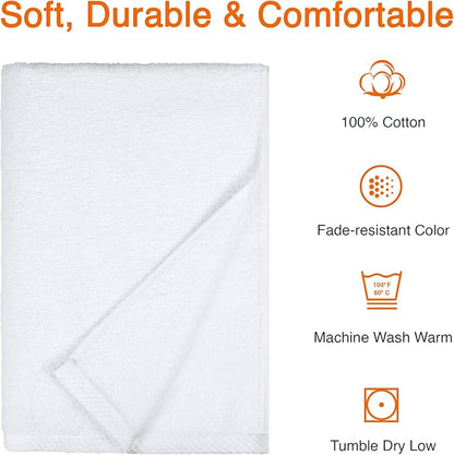 Amazon Basics 2-Piece Quick-Dry Oversize Bath Towel, 100% Cotton, 62" x 30", White