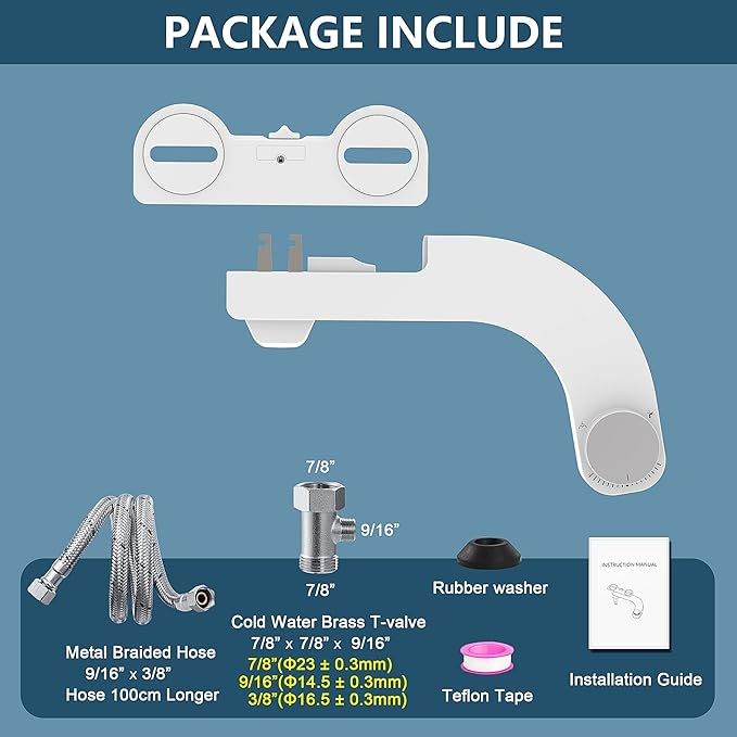 Left Hand Bidet, Ultra-Slim Left Handed Bidet Attachment for Toilet,Adjustable Water Pressure,Retractable Dual Nozzles for Frontal & Rear Wash - Chrome Knob