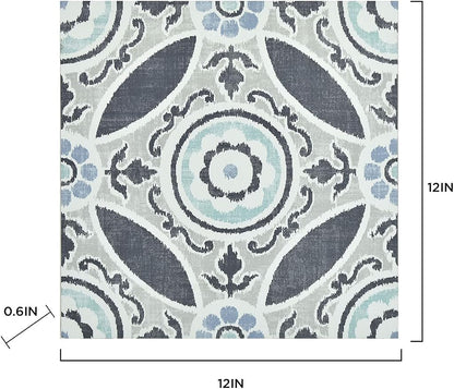 FloorPops FP2484 Sienna Peel & Stick Floor Tiles, Grey (Pack of 6)