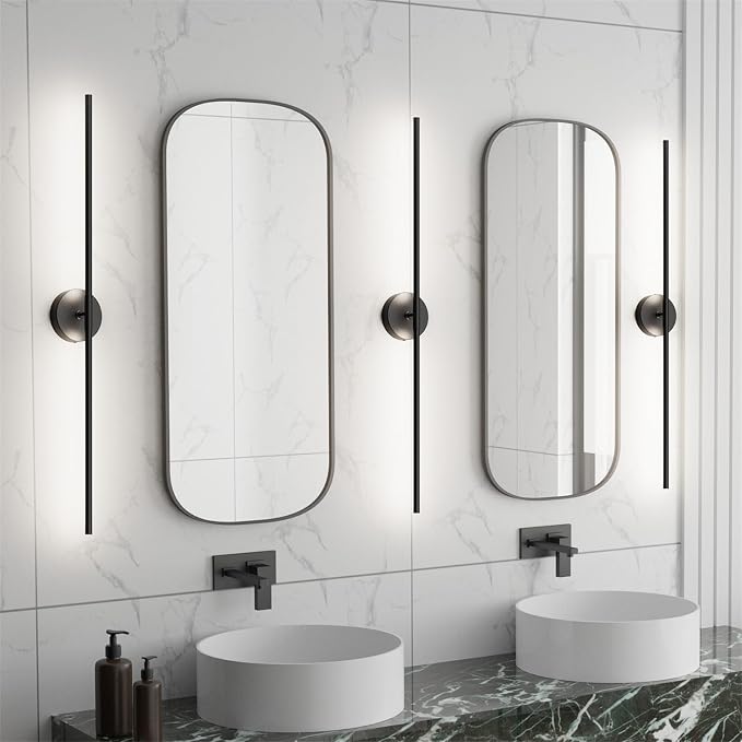 Modern Bathroom Vanity Light 40Inch,30W Matte Black Led Bathroom Light Fixture Over Mirror 360° Rotatable 5000K