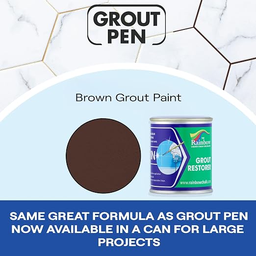 Grout Pen Grout Paint for Tile, Floor & Shower - Brown - 125ml (4.2oz) | Waterproof Paint Grout Refresh Restorer for Kitchen & Bathroom Tiles - Can Size for Larger Projects