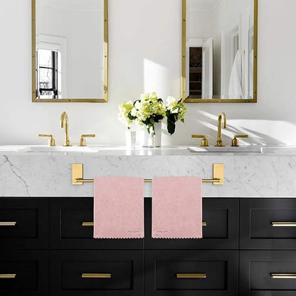NearMoon Self Adhesive Bathroom Towel Bar- Stainless Steel Bath Wall Shelf Rack Hanging Towel Stick On Sticky Hanger Contemporary Style, NO Drilling (1 Pack, Brushed Gold, 27-Inch Towel Rack)