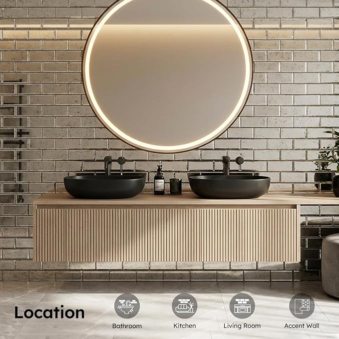 Peel and Stick Antique Mirror Backsplash Tiles 3x6 Inch, 5 Sq.ft | Beveled Smoked Mirrored Glass Subway Tile for Kitchen Bar Bathroom Accent TV Wall Tile