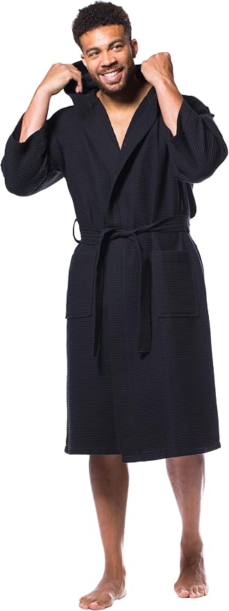 Turquaz Womens Lightweight Waffle Kimono Bathrobe for Men - Soft Quick-Dry Spa & Summer Towel Robe, Cotton Blend