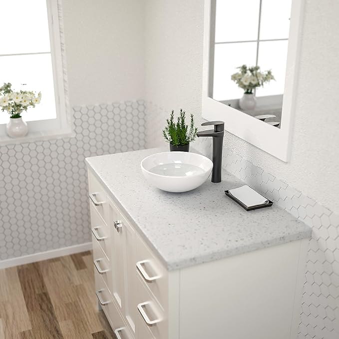 Dcolora 13 Inch Bowl Sinks for Bathrooms Round Small Vessel Sink Countertop White Ceramic Porcelain Round Bathroom Sink Bowl Above Counter Vanity Sink Basin, 13"x13" DC-V8895