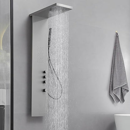 Shower Panel System Shower Wall Tower with Body Massage System Rain Shower Handheld 3 IN 1 High Pressure Jets Stainless Steel, Brushed Nickel