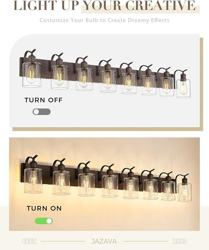 Bathroom Vanity Light Fixtures 8-Light Clear Glass Modern Wall Mounted Over Mirror Oil Rubbed Bronze - VL01ORB-8