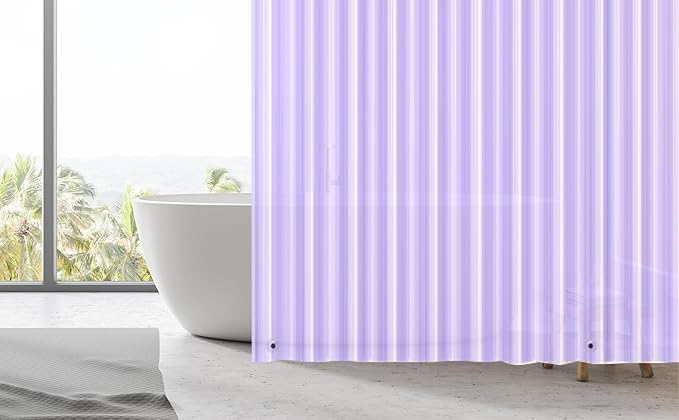 EHZNZIE Shower Curtain Liner Light Weight PEVA, Shower Liner 72x72 Inches, Waterproof, No Chemical Smell with 12 Rust Proof Metal Grommets for Bathroom Shower Curtain, Clear Purple