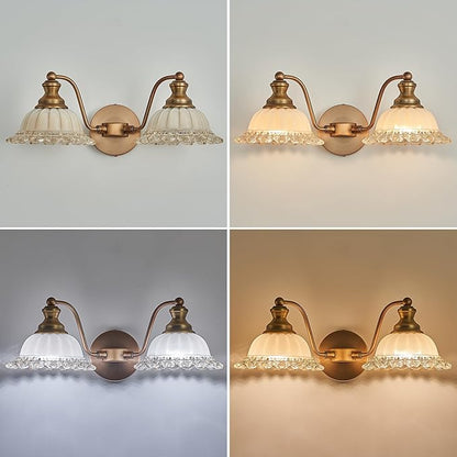 Vintage Vanity Light Brushed Brass 2 Light Vanity Lights for Bathroom Vanity Light Fixtures