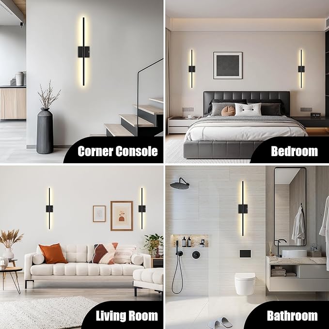 Battery Operated Wall Sconces Set of 2 Rechargeable LED Wall Lights, Dimmable 3000K-6500K, Battery Sconces Wall Decor for Bedroom Living Room Hallwayated Wall Sconce （2 Pack）