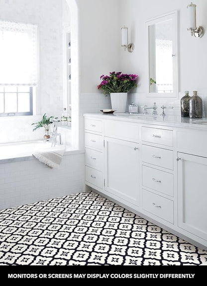 FloorPops FP2480 Comet Peel & Stick Floor Tiles, Black