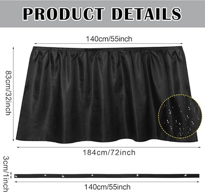 Fabric Sink Skirt Diamond Bathroom Stitch Self Stick Adhesive Waterproof Fabric Under Sink Curtain Skirt 55 x 32 Inch Adds Bathroom Storage(Black,Classic Style)