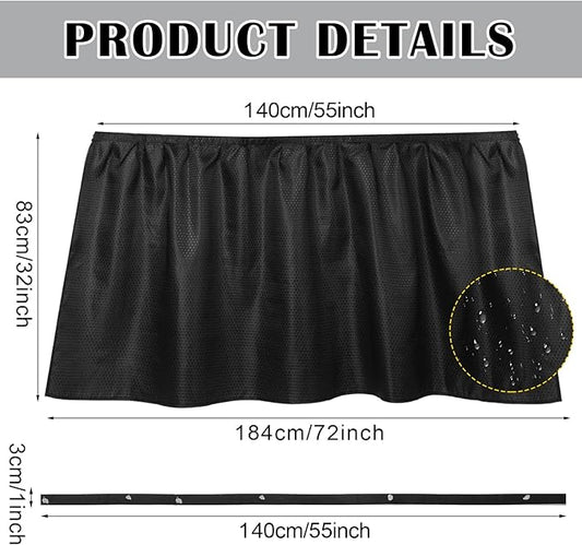 Fabric Sink Skirt Diamond Bathroom Stitch Self Stick Adhesive Waterproof Fabric Under Sink Curtain Skirt 55 x 32 Inch Adds Bathroom Storage(Black,Classic Style)