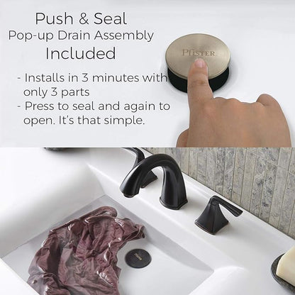 Pfister Pasadena Bathroom Sink Faucet, 8-Inch Widespread, 2-Handle, 3-Hole, Brushed Nickel Finish, LF049PDKK