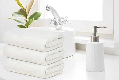 ZUPERIA White Bath Towels Bulk 36 Pack (22 x 44 Inches) - 100% Cotton Economy Light Weight Towels for Commercial Use - Quick Dry, Ultra-Soft, and Absorbent Bulk Towels