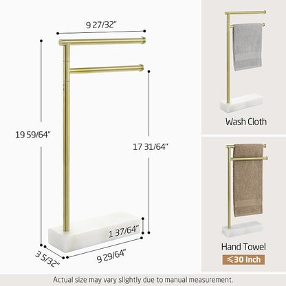 KES Gold Hand Towel Holder Stand, Marble Base, Countertop Swivel Towel Rack | Fits 2 Towels, Kithcen, Bathroom, Free Standing Design, 18/8 Stainless Steel Brushed Gold, BTH233-BZ