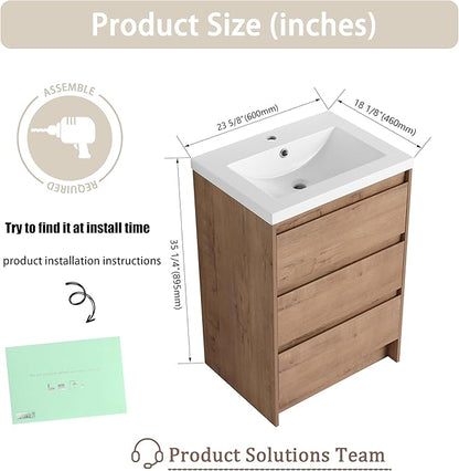 72" Bathroom Vanity Set, 72 Inch Modern Freestanding Vanity with 9 Drawers and 1 Wall-Mounted Side Cabinet, Double Resin Sinks Floor Stand Cabinet Set Imitative Oak