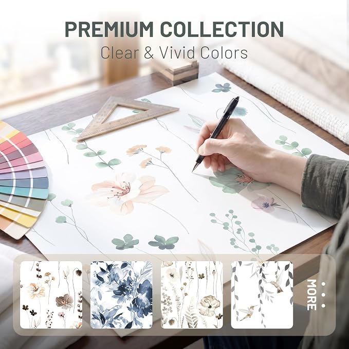 No Hook Floral Shower Curtain with Liner, Sage Green, 71x77 | Snap in Liner, 3 in 1, Water Repellent, Easy Install, Machine Washable, Hotel Style for Bathroom, Watercolor Pattern