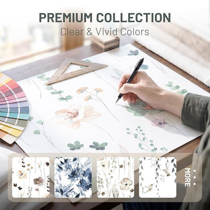 No Hook Floral Shower Curtain with Liner, Sage Green, 71x77 | Snap in Liner, 3 in 1, Water Repellent, Easy Install, Machine Washable, Hotel Style for Bathroom, Watercolor Pattern