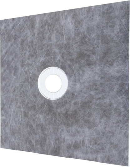 VEVOR Shower Curb Kit, 48 x 48 in Watertight Shower Curb Overlay with 4 in PVC Center Bonding Flange, 4 in Stainless Steel Grate, 2 Cuttable Shower Curbs Trowel and Shower Pan Slope Stick for Bathroom