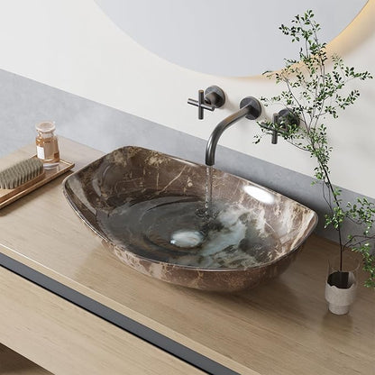 Bathroom Vessel Sink, 22"X16" Boat Shape Bathroom Sinks Above Counter, White Porcelain Ceramic Modern Vanity Sink Art Basin